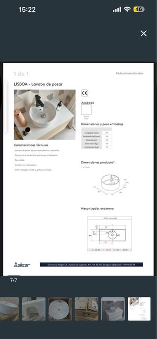 Lavabo sobre encimera Lisboa