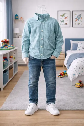 Camisa Gocco xadrez verde claro Tam 5/6