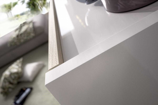 Mueble de Salón Tv Leds Rinconero. Blanco Brillo