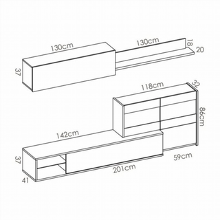 Mueble de Salón Tv Leds Rinconero. Blanco Brillo