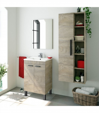 Mueble De Baño 2 Puertas Y Espejo Con Lavabo. Rob