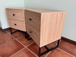 Mesitas de noche roble 2 cajones