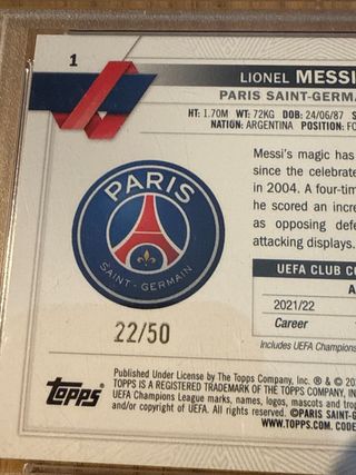 Messi /50 - PSA 9 (numerada a solo 50 en el mundo)