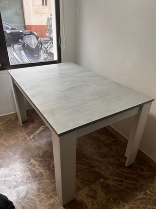 Mesa de comedor extensible (50cm) gris y blanca