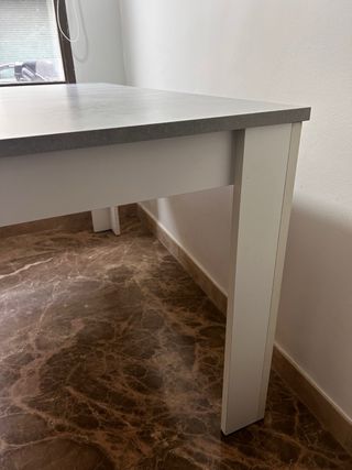 Mesa de comedor extensible (50cm) gris y blanca