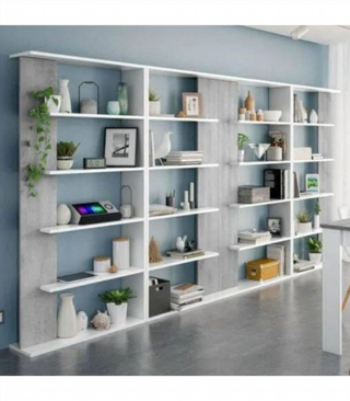 Estantería 5 Baldas. Blanco Artik/Cemento