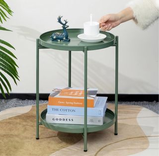 Mesa auxiliar verde 2 niveles metal Nueva!!!