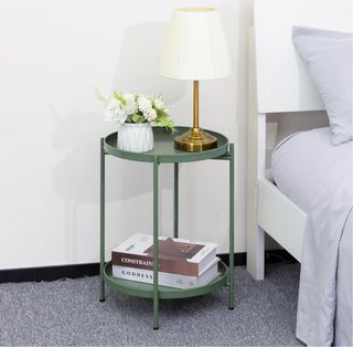 Mesa auxiliar verde 2 niveles metal Nueva!!!