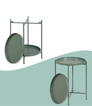 Mesa auxiliar verde 2 niveles metal Nueva!!!