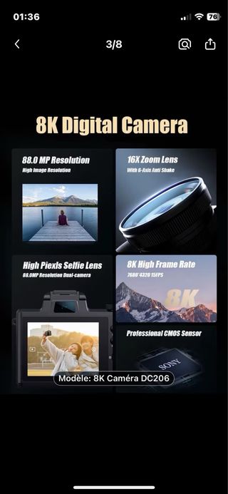 Cámara Sonida DC206AF 48MP 8K