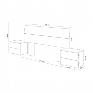 Cabecero Y 2 Mesitas De Noche. Roble Alaska/Blanc