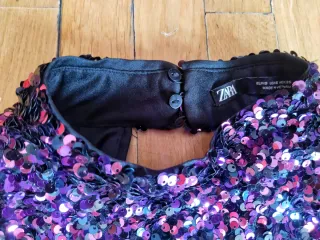 Crop Top Zara lentejuelas T-S