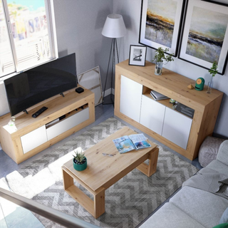 Aparador 3 Puertas 1 Hueco. Roble Nordi/Blanco Ar