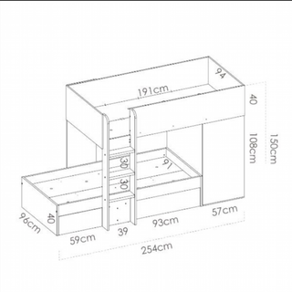 Cama Tren Move 2 Cajones 1 Armario. Natural/Grafi