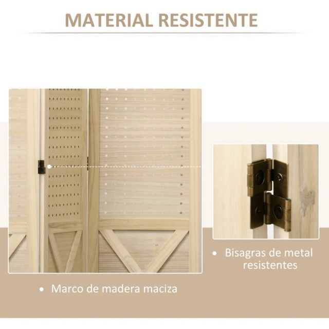 Biombo 4 Paneles Madera