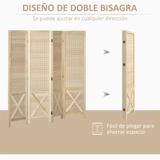 Biombo 4 Paneles Madera