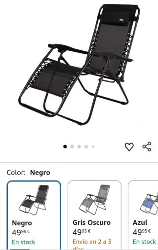 Silla Plegable AKTIVE Gravedad Cero Negra