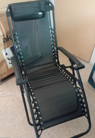 Silla Plegable AKTIVE Gravedad Cero Negra