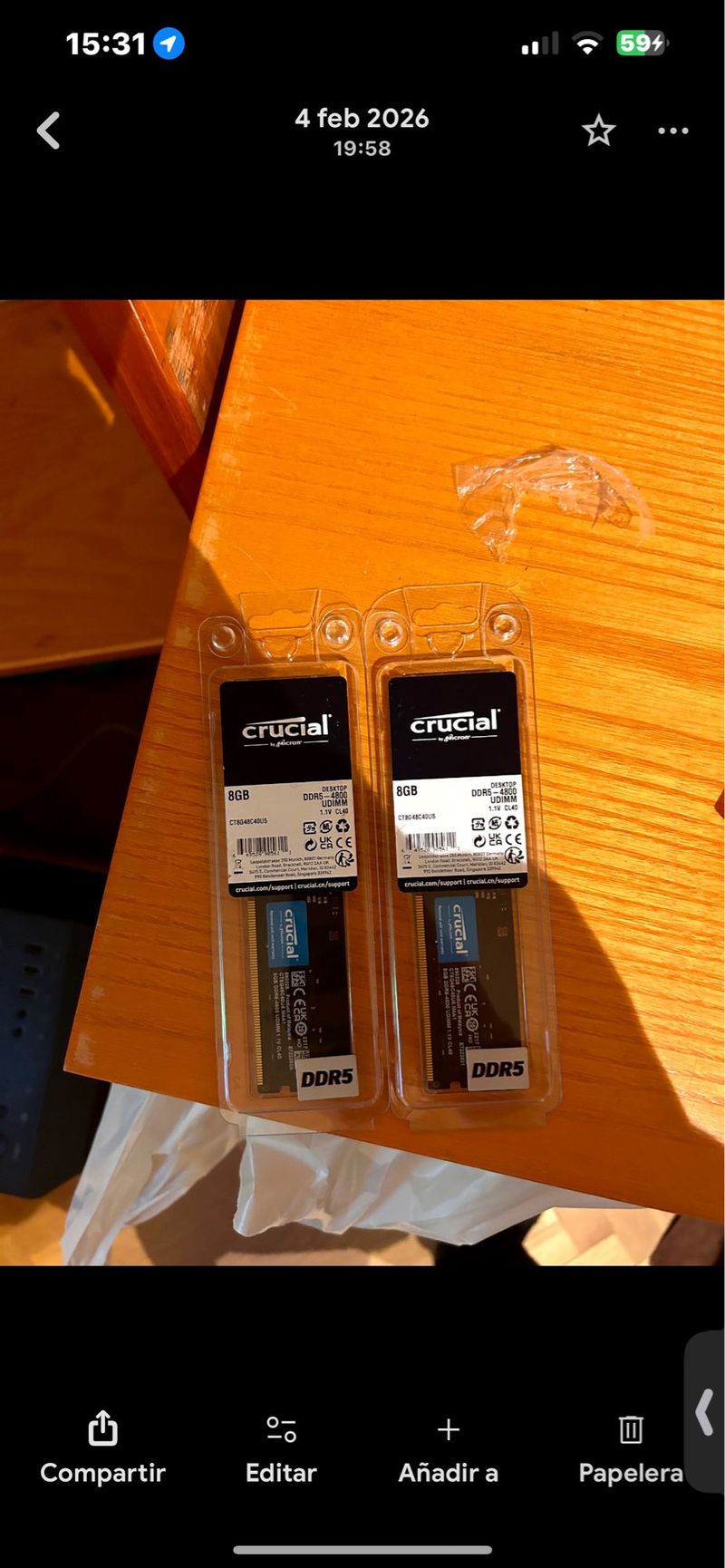 Memoria RAM Crucial DDR5 8GB RAM(16GB)