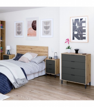 Cabecero y 2 Mesitas de Noche. Nodi/Gris Antracit