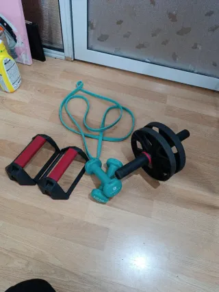 Kit Gimnasio: Mancuernas, Rueda Abdominal, Banda