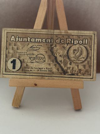 Billete Ajuntament de Ripoll 1937