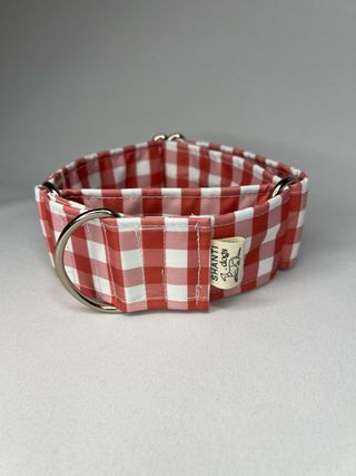 Collar Martingale Shanti Dogs Cuadros teja Blanco