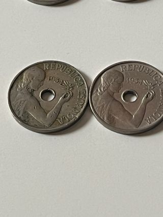 Monedas 25 céntimos República 1934