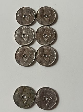 Monedas 25 céntimos República 1934