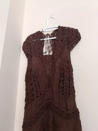 Vestido largo combinado crochet zara ZW Collection