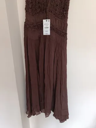 Vestido largo combinado crochet zara ZW Collection