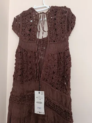 Vestido largo combinado crochet zara ZW Collection