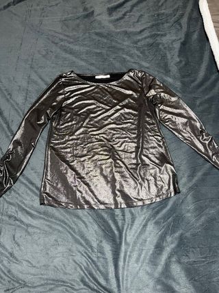 Camiseta plateada manga larga mujer Talla M