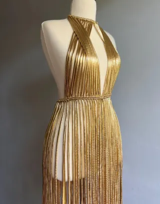 Vestido Macramé Dorado