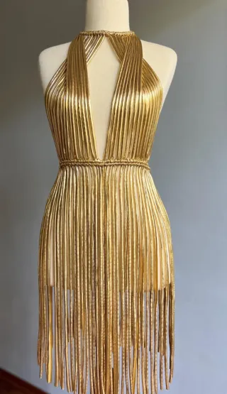 Vestido Macramé Dorado