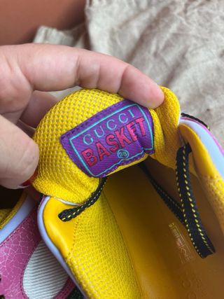 Zapatillas Gucci Basket Verde y Rosa