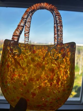 Vaso Murano Vetro Artistico Arancione Giallo