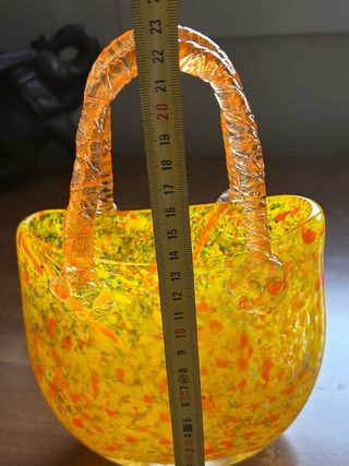 Vaso Murano Vetro Artistico Arancione Giallo