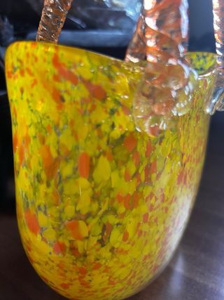 Vaso Murano Vetro Artistico Arancione Giallo