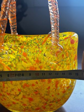 Vaso Murano Vetro Artistico Arancione Giallo