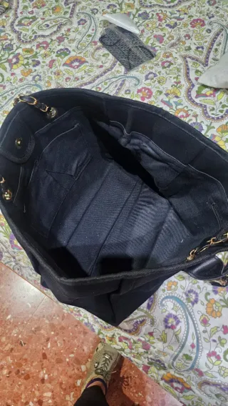 Bolso Grande Negro Chanel Perlas