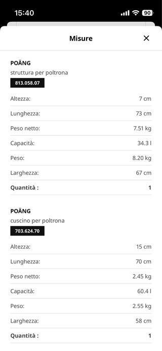 Poltrona Ikea POÄNG tessuto antracite