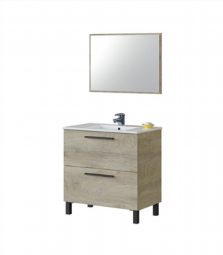 Mueble De Baño 2 Cajones Y Espejo Con Lavabo. Rob