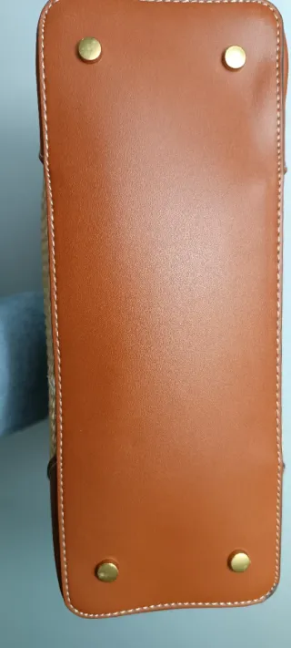 Bolso Rafia y Piel sintética Mango Beige Marrón