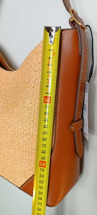 Bolso Rafia y Piel sintética Mango Beige Marrón