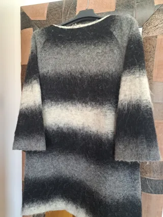 Chaquetón de rayas gris y blanco Talla M