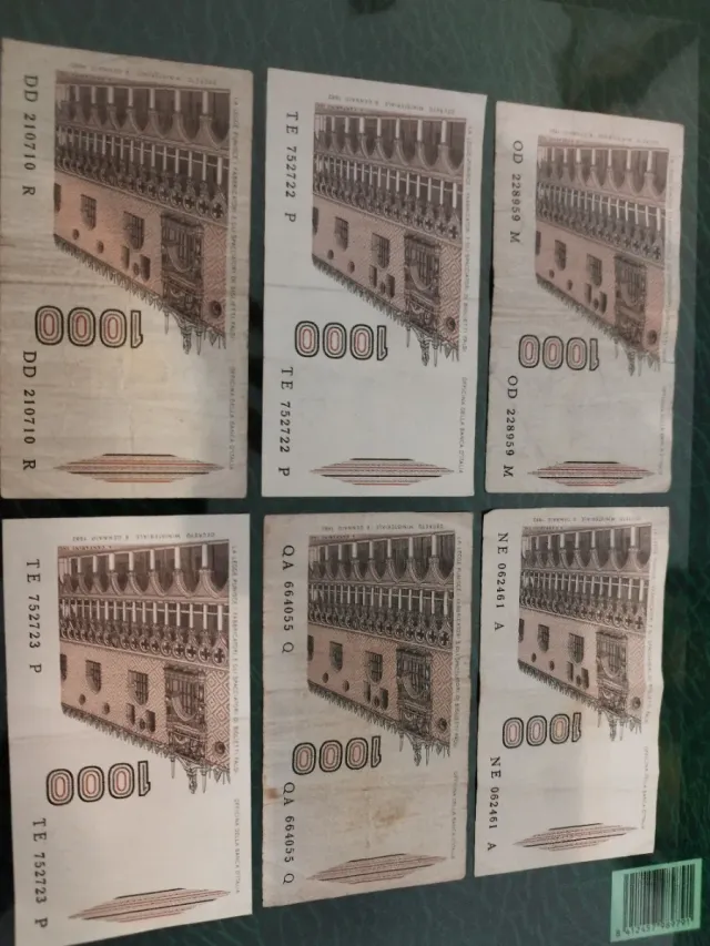 Billetes Italia Lira 1000 (6 unidades) 6€ cada una