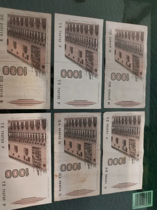 Billetes Italia Lira 1000 (6 unidades) 6€ cada una