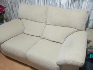 Sofá de tela beige 2 plazas