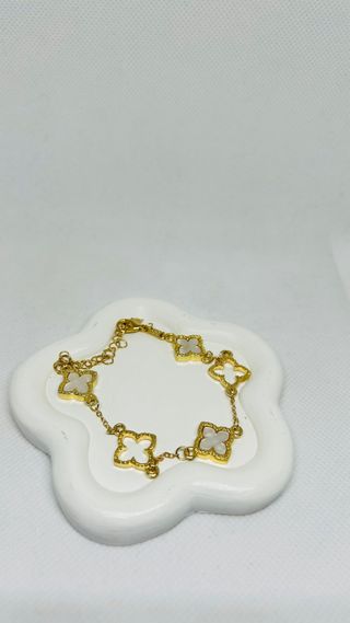 Bracciale Oro con quadrifogli bianchi Anallaergico